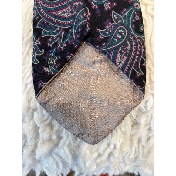 3 Mens Silk Vintage Ties - Brown Pauline Trigere, Striped Dior & Paisley Dior - Picture 5 of 5